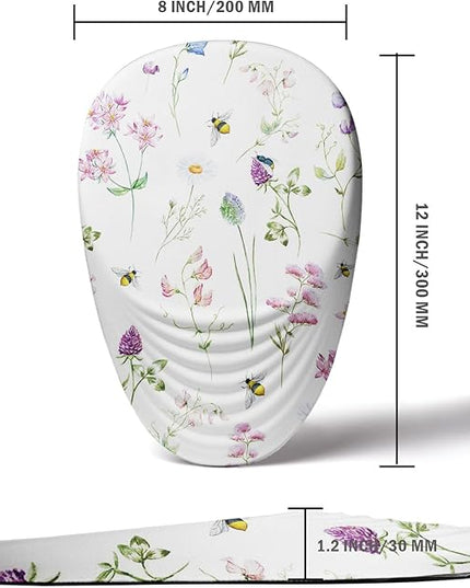 Floral Ergonomic Mouse Pad Wrist Support, Pretty Flowers Mouse Pad with Wrist Rest, Foam Massage Design & Non-Slip PU Base MousePads for Pain Relief, Desk, Office, Home