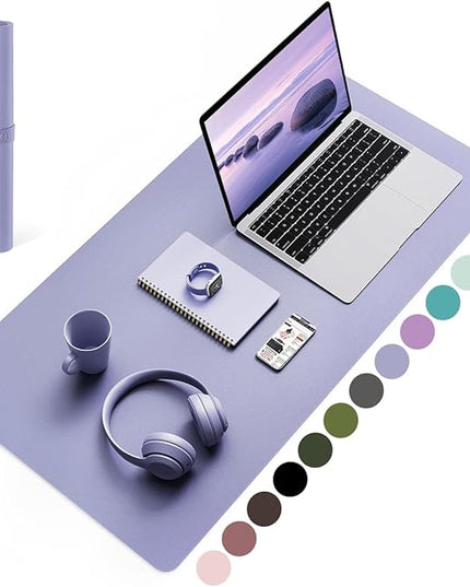 YSAGi Non-Slip Leather Desk Pad, Waterproof Laptop Computer Desk Keyboard Mat, Table Protector Blotter Mat, Large Mouse Pad for Office/Work/Home/Decor(Lavender, 31.5" x 15.7")