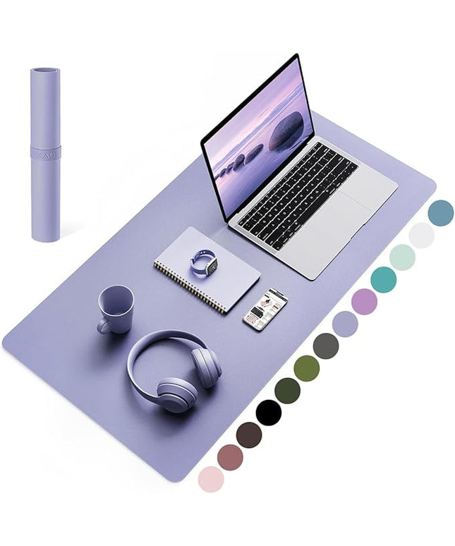 YSAGi Non-Slip Leather Desk Pad, Waterproof Laptop Computer Desk Keyboard Mat, Table Protector Blotter Mat, Large Mouse Pad for Office/Work/Home/Decor(Lavender, 31.5" x 15.7")