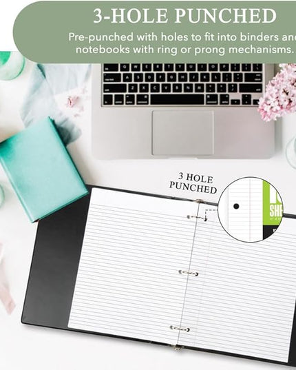 THREE LEAF 100 SHEETS WIDE RULED FILLER PAPER, PACK OF 36, LOOSE-LEAF SHEETS FOR SCHOOL AND OFFICE 100 CT. FILLER PAPER, NOTEBOOK PAPER