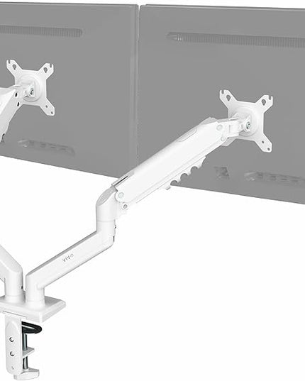 VIVO Aluminum Articulating Dual Monitor Arm for 13 to 30 inch Screens, Desk Mount Tension Spring Monitor Stand for 2 Screens, White, STAND-V102OW