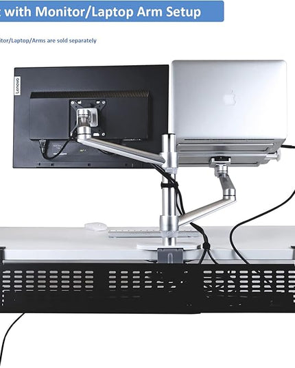 AEONS Under Desk Cable Management Tray Kit - Horizontal Adjustable up to 41” Removable C Clamp Mount Reversible Computer Cord Raceway and Modesty Panel for Large Table, Black