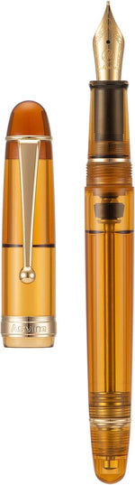 Asvine V126 Vacuum Filling System Fountain Pen Gold Plated Fine Point, Brown Pen Gift Case