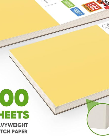 College Graduation Gifts, Halloween Christmas Gifts, Nursing Student Essentials, Teacher Appreciation Gifts, Soucolor 9" x 12" Yellow Sketch Book, 1-Pack 100 Sheets Spiral Bound Drawing Paper