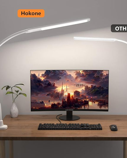 LED Desk Lamp With Clamp, 10W Gooseneck Lamps Touch Control,Swing Arm Clamp Lamp, Architect Clamp Desk Lamp Dimmable,Nail Lamp for Desk Table (White)