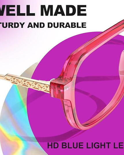VISOONE Oversized Blue Light Blocking Glasses with Chic Square TR90 Frame and Metal Temple for Women Men REMY