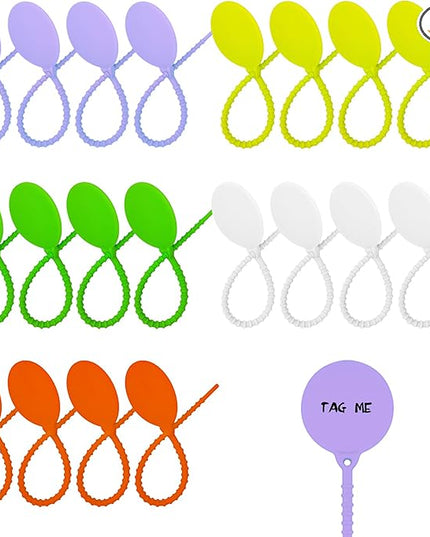 Cable Labels-Reusable Zip Tie, 20Pack Silicone Cord Organizer Writable Label Ties, Handwriting Cable Ties for Bundle Compatible Tags, Adjustable Cord Straps Cable Management Wire Tags for Home, Office