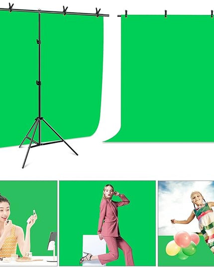 PULUZ Green Screen Backdrop Kit with Stand, 6.5X6.5ft Portable Green Screen Stand kit, GreenScreen Background with Stand Carrying Bag Clamp for Photoshoot, Photography Video, Live Streaming