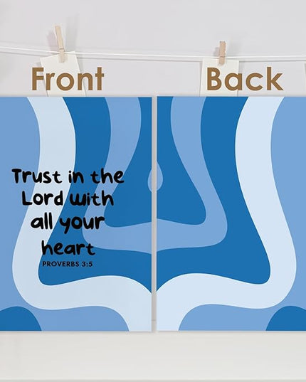 Abstract Blue Christian Spiral Journal Notebook 5.5x8.3in, Trust in the Lord with All Your Heart Bible Journal, Inspirational Religious Notebooks for Note Taking, Hardcover Notebook