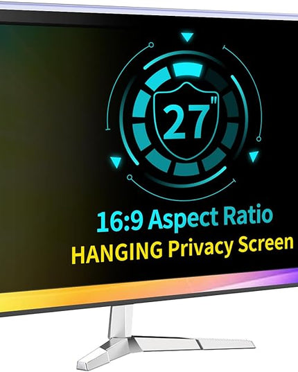 DEJIMAX 27 Inch Computer Privacy Screen for 16:9 Computer Monitor, Anti-Blue Light Monitor Privacy Screen Filter, Anti-UV Computer Shield, Hanging Type
