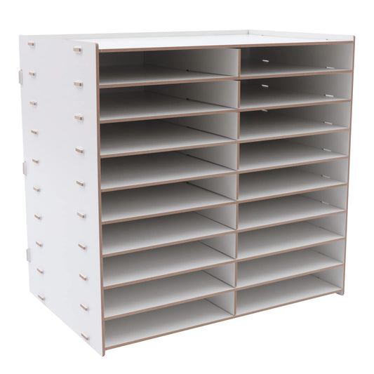9-Tier Classroom Mailbox 18 Slot Paper Organizer Adjustable Mail Sorter Desktop File Sorter, Wood Literature Organizer Paper Trays for Home, Classroom, Office (White)