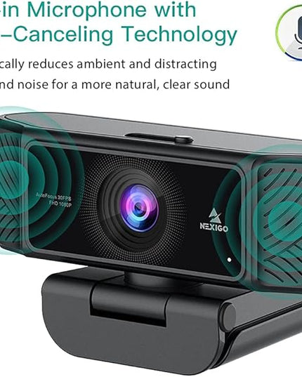NexiGo N680 1080P Business Webcam with Microphone, Software and Privacy Cover, AutoFocus, Streaming USB Web Camera, for Online Class, Zoom Meeting Skype Facetime Teams, PC Mac Laptop Desktop