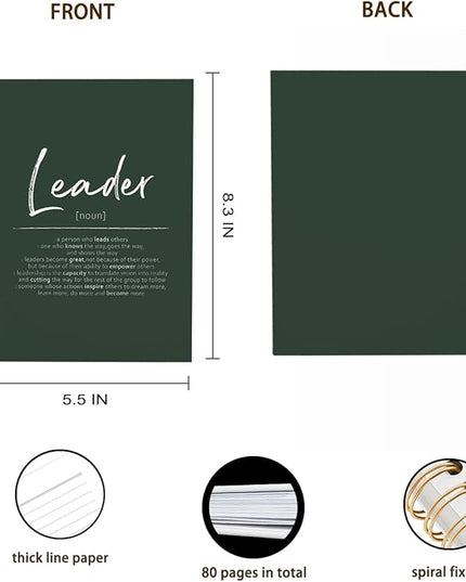 OXW Leadership Gifts Notebook Journal, Leader Gifts for Women Men, Office Notebook for Work, Thank You Gifts for Leader Mentor Boss Supervisor, Dark Green Spiral Notebook 5.5 x 8.3