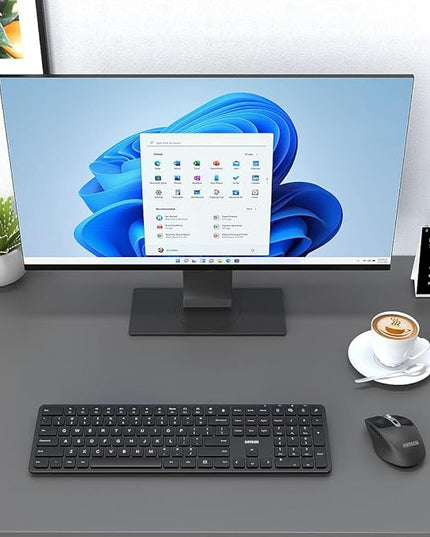 Arteck 2.4G USB Wireless Keyboard Ultra Slim Full Size Keyboard with Numeric Keypad and Media Hotkey for Computer/Desktop/PC/Laptop/Surface/Smart TV and Windows 11/10