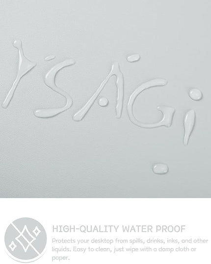 YSAGi Non-Slip Leather Desk Pad L Size, Waterproof Laptop Computer Desk Keyboard Mat, Table Protector Blotter Mat, Large Mouse Pad for Office/Work/Home/Decor(Silver-Grey, 35.4" x 17")