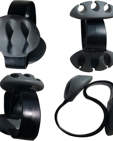 Coralpearl Desk Cable Drop Clips Non-Adhesive, Table Cord Stay Holder Weighted, Small Wire Management Clamp Removable, Silicone Tidy Organizer Keeper for Phone Computer Chargers (4 Black)