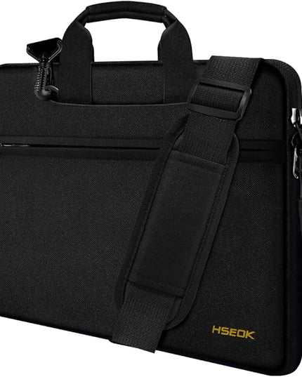 Hseok Laptop Shoulder Bag 15 15.6 16 Inch Briefcase, Compatible MacBook Pro 16 inch 2025-2019 M4 M3 M2 M1, Mac 15.4", XPS 15 and Most 15-16 inch Notebooks, Spill-Resistant Handbag, Black