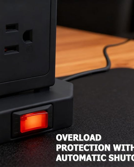 EP Power Strip Tower with USB Ports Surge Protector,Power Cord with 9 AC Outlet and 4 USB (3A 1C), 6 FT Extension Cord with Multiple Outlets, Charging Station for Home Office Dorm
