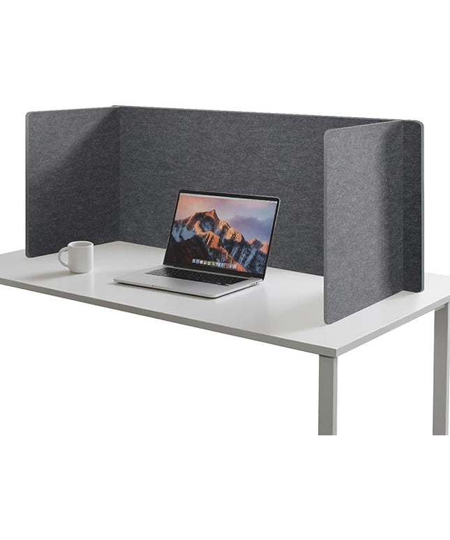 Desk Divider Privacy Screen 3 Panel Sound Absorbing - 47.2”x 23.6”x 19.7” Freestanding Acoustic Partitions for Office, Noise Reducing Panels for School, Home, Library,Dark Grey