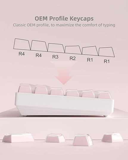 Womier Pink Jelly Keycaps, Mechanical Keyboard for keycaps Set, OEM Profile Key Cap, 113-Key Cute Custom Keycaps for 60%,75%,100% Mechanical Keyboards with Cherry/Gateron MX Switches