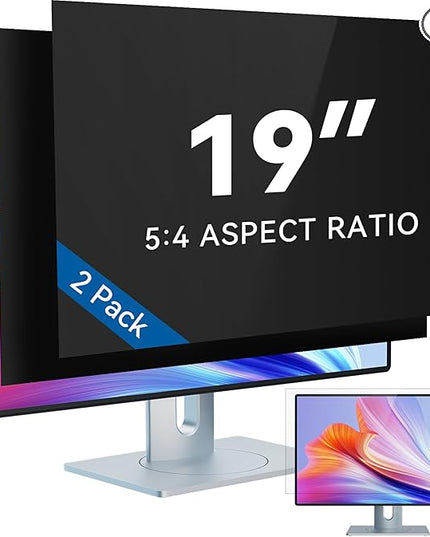 [2-Pack] 19 Inch Computer Privacy Screen Filter for 5:4 Widescreen Monitor, IPROKKO Removable 19inch Anti Blue Light Glare Privacy Shield, Anti Spy Security Protector for Hp Dell Asus Acer Samsung