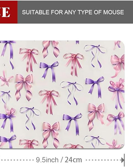 Coquette Girlie Pastel Bows Square Mouse pad, Texture, Waterproof, Anti Slip Rubber Base, Computer Mouse pad, Laptop Mouse pad