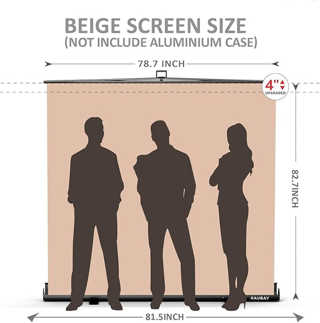 【Wider Style】 RAUBAY 78.7 x 82.7in Large Collapsible Beige Backdrop Screen Portable Retractable Panel Photo Nude Background with Stand for Video Conference, Photographic Studio, Streaming