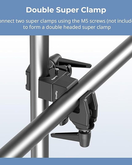 SmallRig Super Clamp Kit 2-Pack, Heavy Duty Max Load 33lb /15kg, with a 1/4"-20 & a 3/8"-16 Top Screw on a 5/8" Stud, for Photography Studio Video Camera Lighting, for Round Pipe and Flat Surface 5318