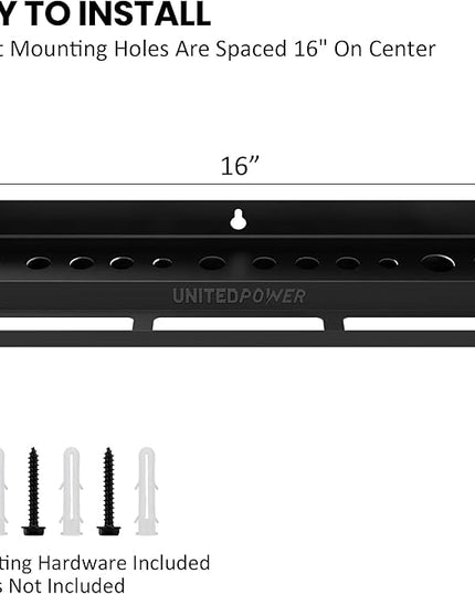 UNITEDPOWER Brush and Trigger Bottle Holder, Wall Mount Storage Rack Organizer for Auto Repair Shops Car Washes And Home Garages, Stores up to 12 Detailing Brushes & Hanging Rail for Bottles