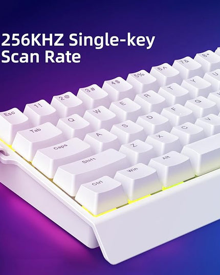 Mer68 SE Wired 68 Keys, Magnetic Switch Mechanical Keyboard, 8KHZ Polling Rate/Latency As 0.125MS/64KHZ All Keys Scan Rate/ARGB, Hot Swappable Gaming Keyboard(White)