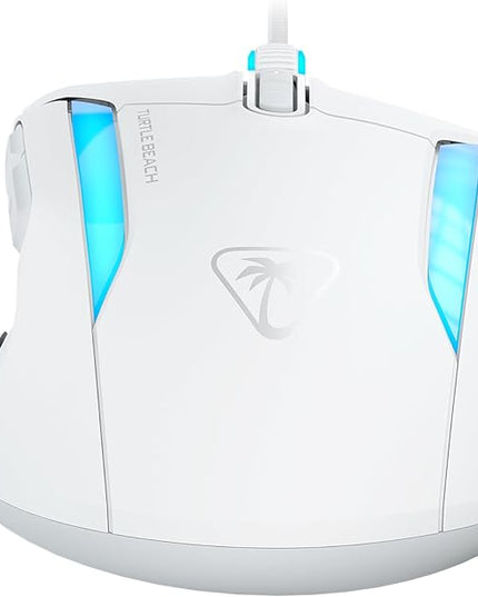 Turtle Beach Kone II Wired RGB Gaming Mouse, 26000 DPI Optical Sensor, 100M Click Life Optical Switches, 23 Customizable Inputs, Ergonomic Design, 4D Scroll Wheel, Pure PTFE Glides – Arctic White