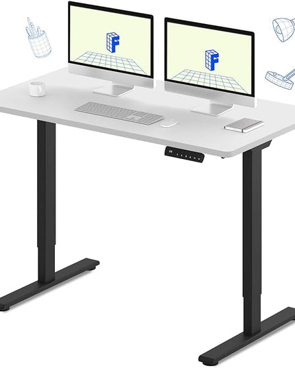 FLEXISPOT E3 Dual Motor Electric Standing Desk 55 x 28 Sit Stand Up Desk, Holds 220 lbs, Adjustable Height w/Memory Presets, One-Piece Black Desktop & White Frame, Ships in 2 Boxes