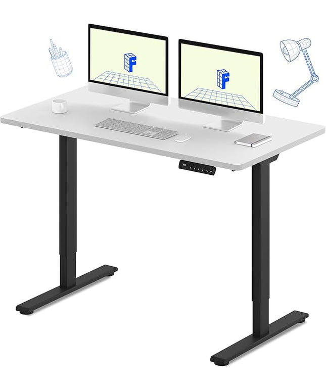 FLEXISPOT E3 Dual Motor Electric Standing Desk 55 x 28 Sit Stand Up Desk, Holds 220 lbs, Adjustable Height w/Memory Presets, One-Piece Black Desktop & White Frame, Ships in 2 Boxes