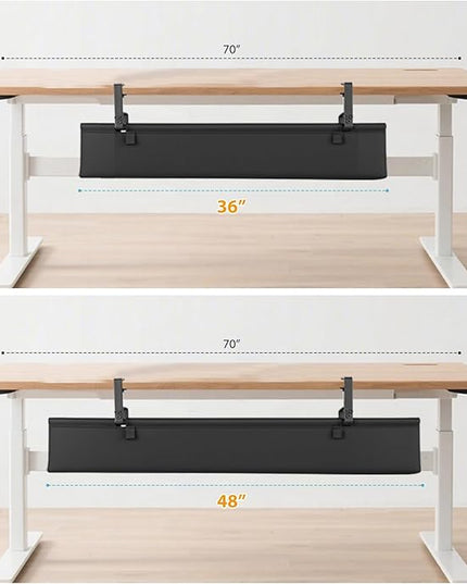 Oxford Cloth Under Desk Cable Management Tray,No-Drill 36" Desk Cable Management Organizer with Clip/Screw Installation,Fabric Cable Management for Home,Office & Gaming Computer(Black)