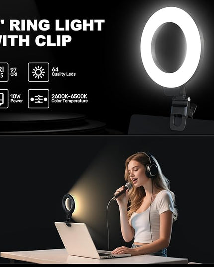 Ring Light for Video Conference Lighting,360°Adjustable,Portable LED Video Conference Lighting for Monitor,Laptop&Desktop Computer,Streaming Light for Zoom Meetings, Selfie Makeup, Video Calls