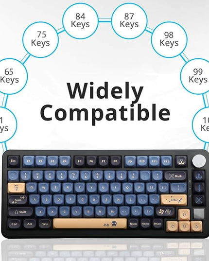134 Keys MOA PBT Keycaps Set for Cherry Gateron MX Switches Mechanical Keyboard Key Cap (Sword Blue)