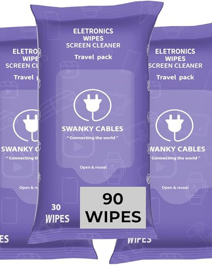 Screen Cleaner Wipes: Electronic Wipes for Screens - Computer Screen Wipes for Lens, Phone, Tv Screen and Monitor Cleaning - Tech Wipes & Microfiber Cloth (Soft Wipes, 90 Count)