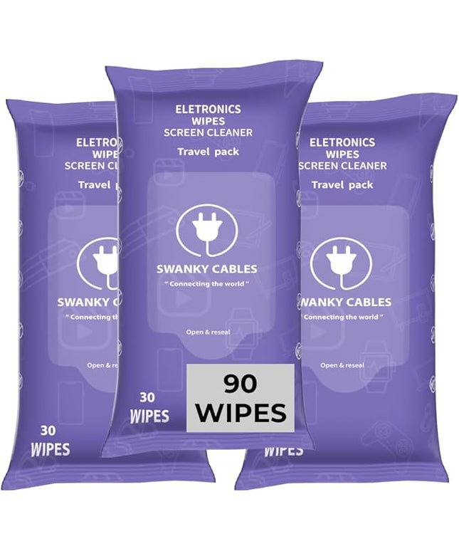 Screen Cleaner Wipes: Electronic Wipes for Screens - Computer Screen Wipes for Lens, Phone, Tv Screen and Monitor Cleaning - Tech Wipes & Microfiber Cloth (Soft Wipes, 90 Count)
