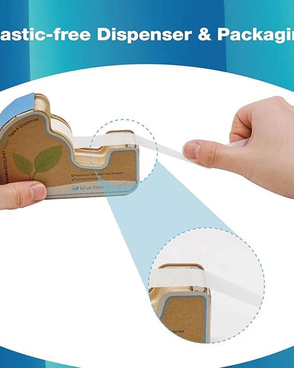 Masking Tape Dispenser，Plastic-Free Masking Tape Dispenser with 4 Rolls 3/4 in x 550 in Paper Tape, Label Tape Dispenser Desk for Masking, Labeling, Office Home School