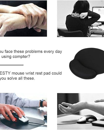HONESTY Smooth Microfiber Memory Foam Mouse Wrist Pad, Ergonomic Resting Mouse Pad and Wrist Support, Comfortable Typing and Pain Relief, Suitable for Computer Games Office and Study, Black ( 2 Pack).