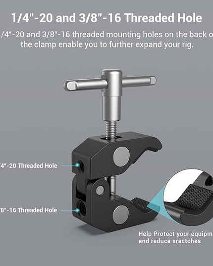 SMALLRIG Super Clamp w/ 1/4" and 3/8" Thread and 5.8 Inches Adjustable Friction Power Articulating Magic Arm with 1/4" Thread Screw for LCD Monitor/LED Lights - KBUM2730