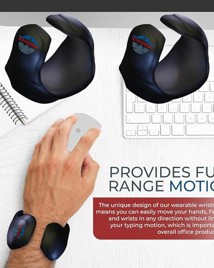 Wearable Gaming Wrist Rest for Keyboard, Mouse pad, Laptop, and PC Work or Gamer Support. (Black, S-M)