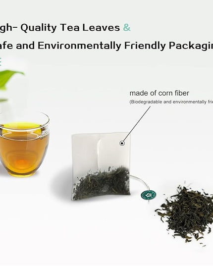 RIANTEA Organic Jasmine Green Tea Bags 100% Natural Whole Leaf Low Caffeine Cold Brew Tea Bag Non-GMO Premium Green Tea Chinese Tea Bags for Gifts Office Reception (36 Counts)