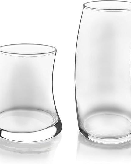 Libbey Swerve Drinking Glasses Set of 16, Dishwasher Safe, Chip Resistant Everyday Drinking Glasses, Fun and Edgy Set of Glasses for Special Events