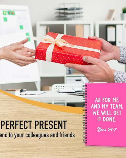 Msticey As For Me And My Team We Will Get It Done 160 Blank Pages Rose Red Hardcover Spiral Notebook, Appreciation Gifts for Women Manager Supervisor Leader Coworker Colleague, Funny Boss Day Gifts