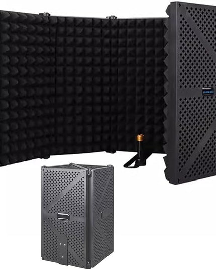 Portable Desktop Soundproof Cover,Microphone Soundproofing Acoustic Foam Panel,Self Made Sound Booth Box,Home Recording Equipment,for Music Practice Room(Black)