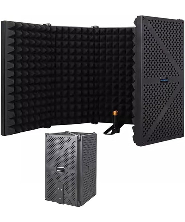 Portable Desktop Soundproof Cover,Microphone Soundproofing Acoustic Foam Panel,Self Made Sound Booth Box,Home Recording Equipment,for Music Practice Room(Black)