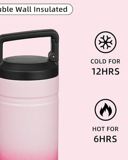 BJPKPK Insulated Water Bottle with 2 Lids,20 oz Double Wall Stainless Steel Vacuum Tumbler Travel Coffee Mug,Wide Mouth Thermal Cup,Cherry Blossom