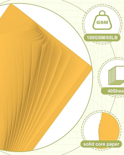40 Sheets Cardstock 8.5x11, 65lb Orange Yellow Card Stock, Construction Paper, 180gsm Thick Printer Paper for Printing, Painting, Card Making, Kids School Supplies,Party Decorations