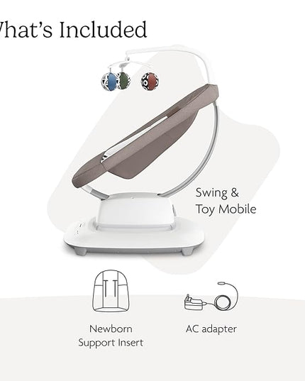 UPPAbaby Mamaroo Smart Swing – Customizable Soothing Modes with MotionSync Technology – Infant Recline + Bluetooth Enabled – Included Newborn Insert – Wells (Dark Taupe Mélange)